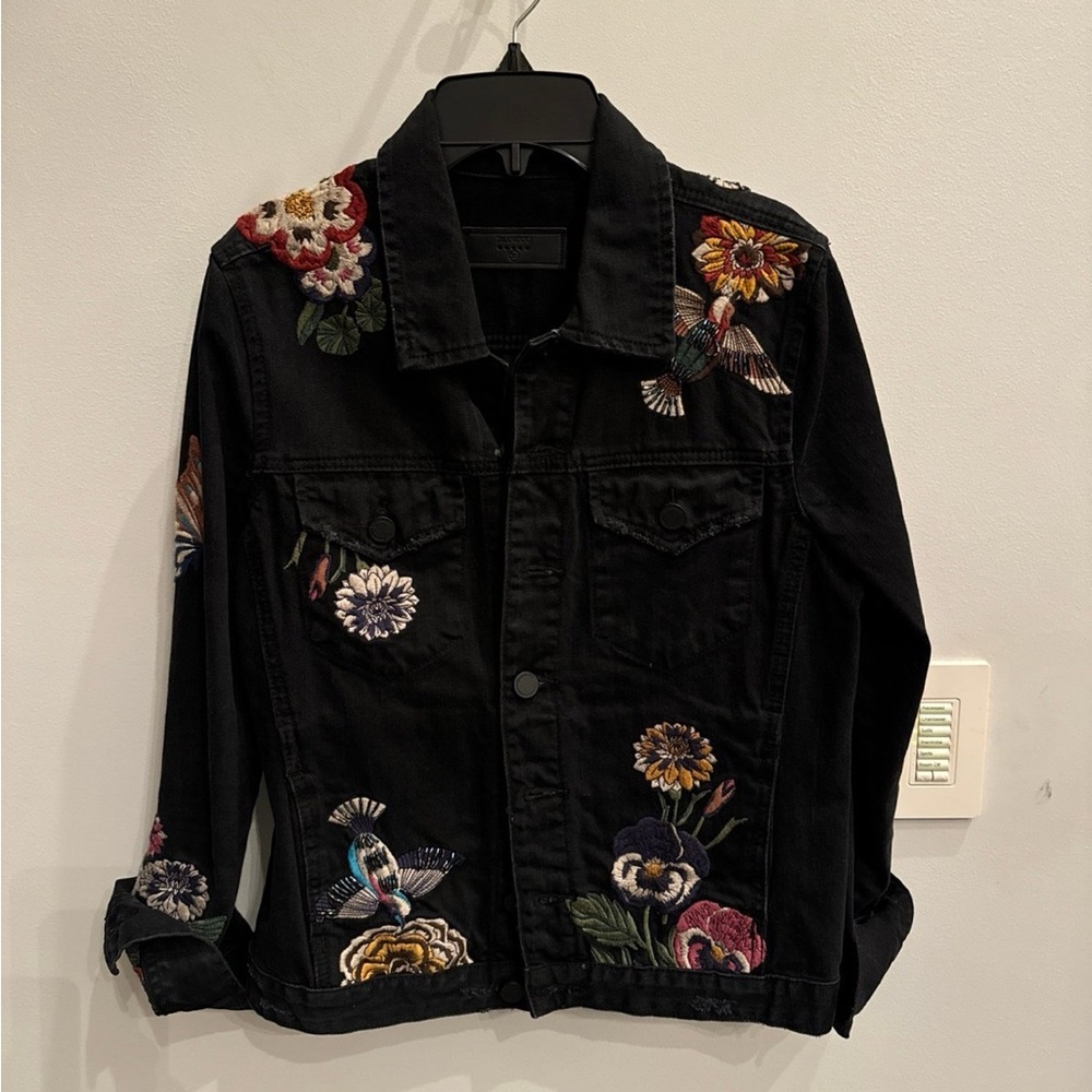 Embroidered Black Denim Jacket